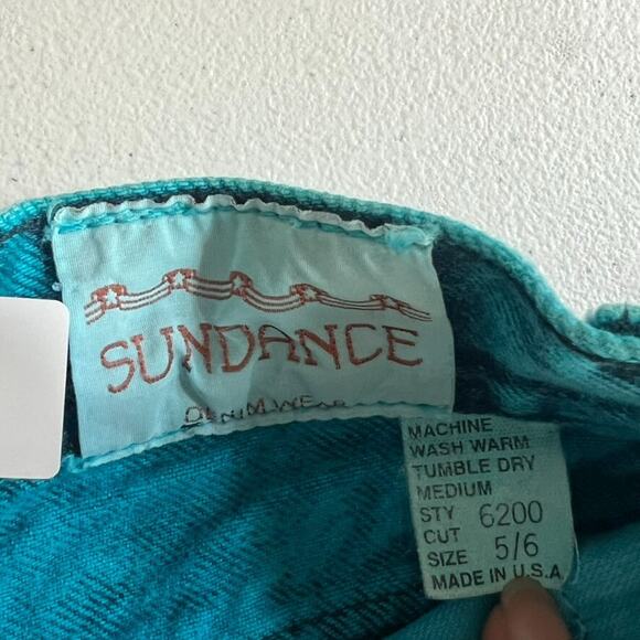 90s Vintage Sundance Turquoise Acid Wash Heavy Denim Mom Jeans Size 5/6 USA - Picture 6 of 11